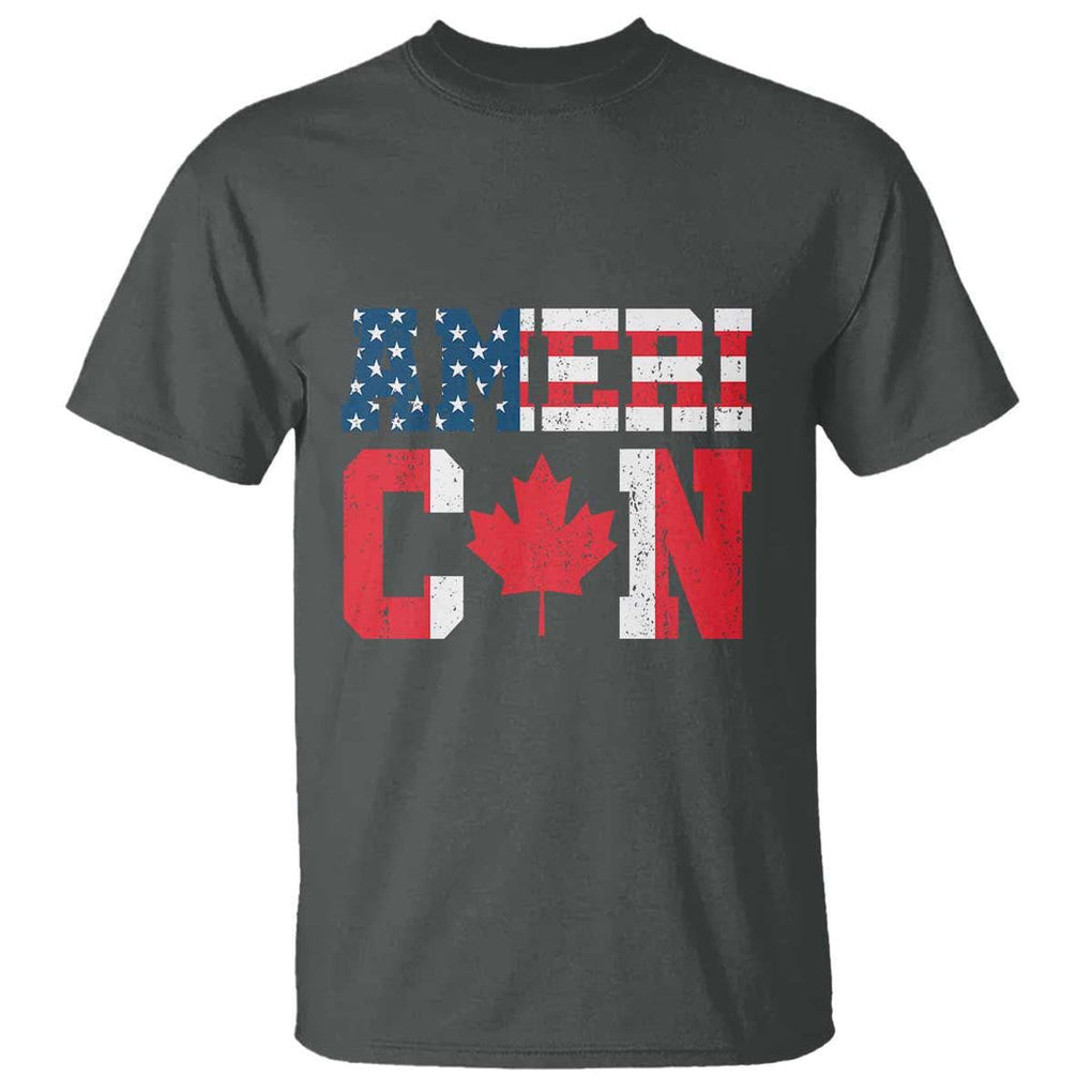 Half American Half Canadian T Shirt America Canada Patriotic Flag TS11 Dark Heather Print Your Wear