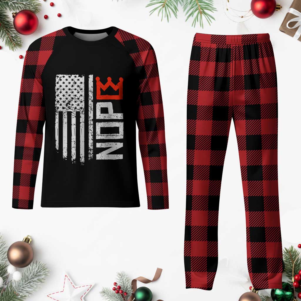 Funny Nope No Kings Vintage American Flag Plaid Pajama Set TS11 Buffalo Plaid Print Your Wear