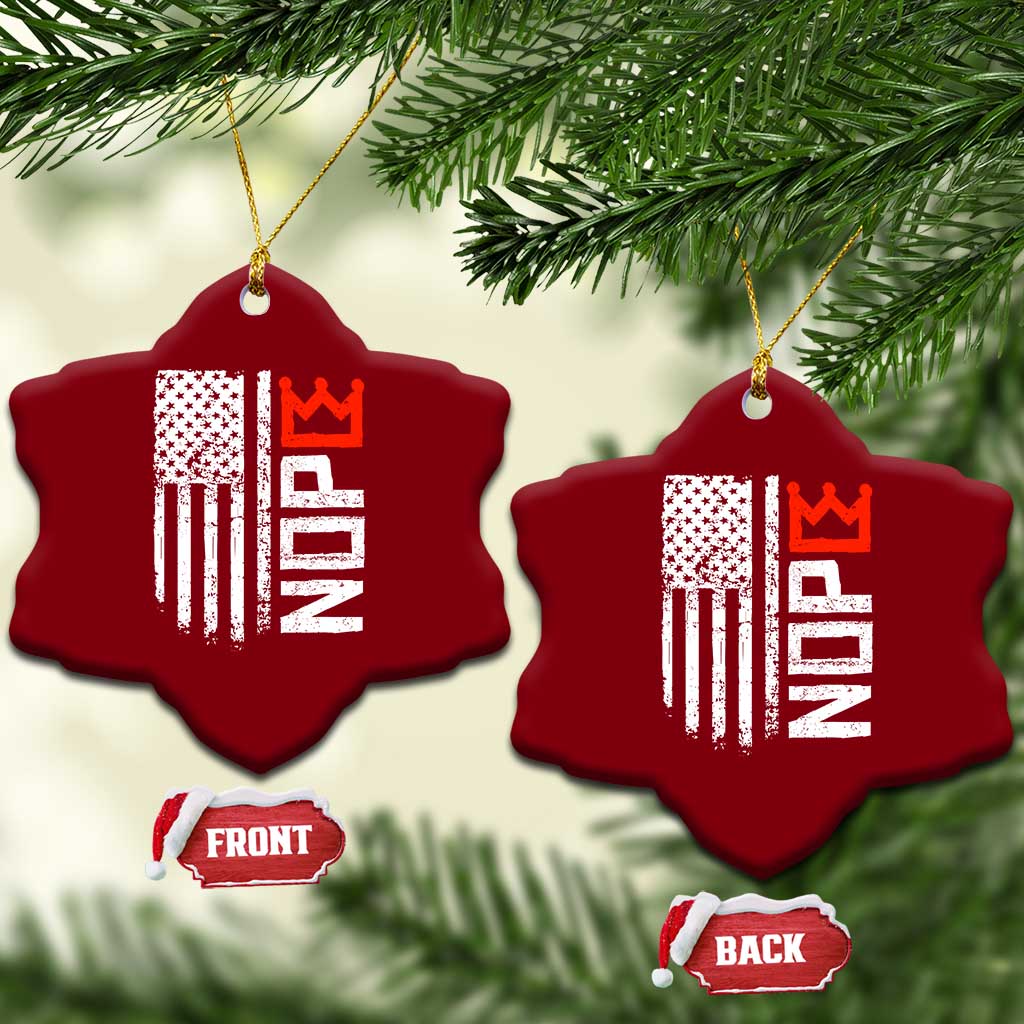 Funny Nope No Kings Vintage American Flag Ceramic Ornament TS11 Print Your Wear