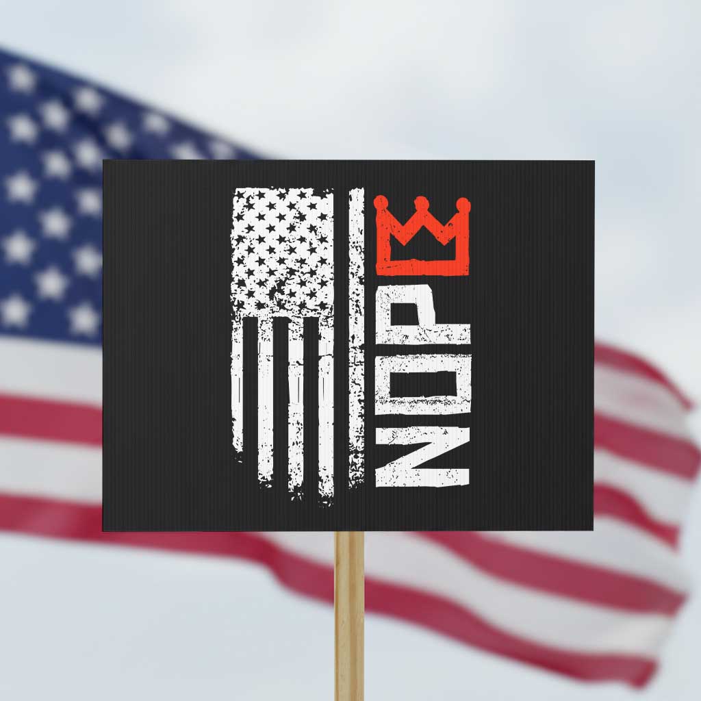 Funny Nope No Kings Vintage American Flag Protest Sign TS11 Horizontal 18
