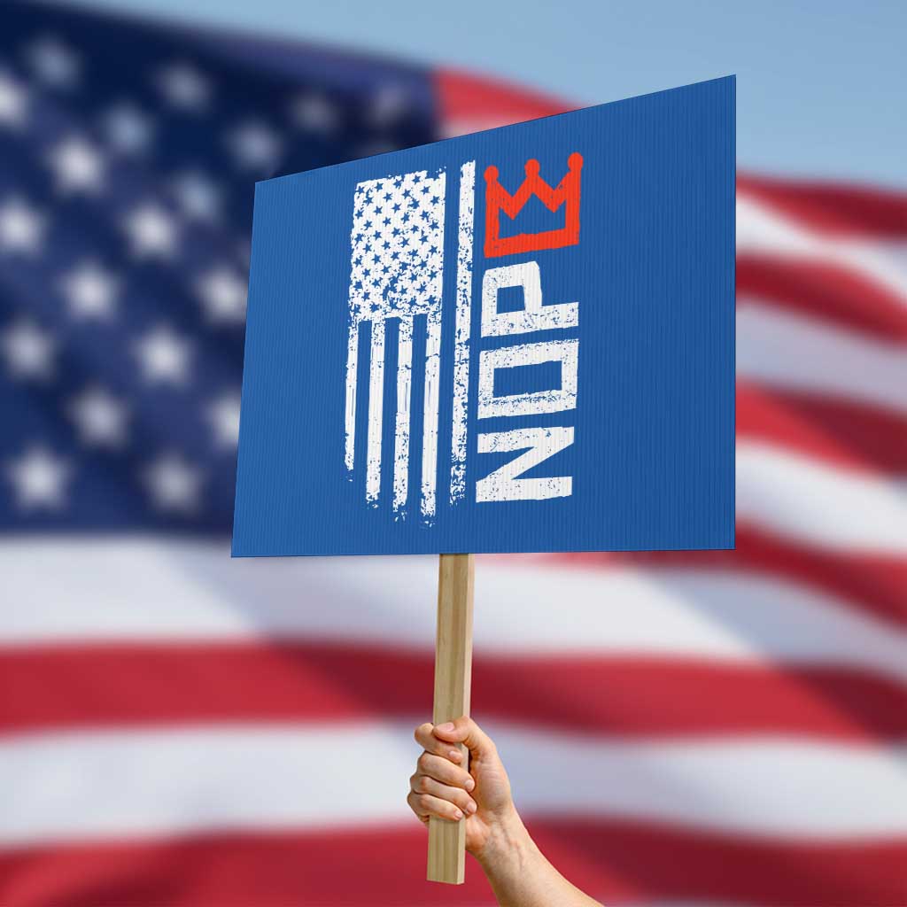 Funny Nope No Kings Vintage American Flag Protest Sign TS11 Horizontal 18