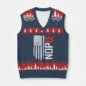 Funny Nope No Kings Vintage American Flag V-Neck Knit Sweater Vest TS11 Navy Red Print Your Wear