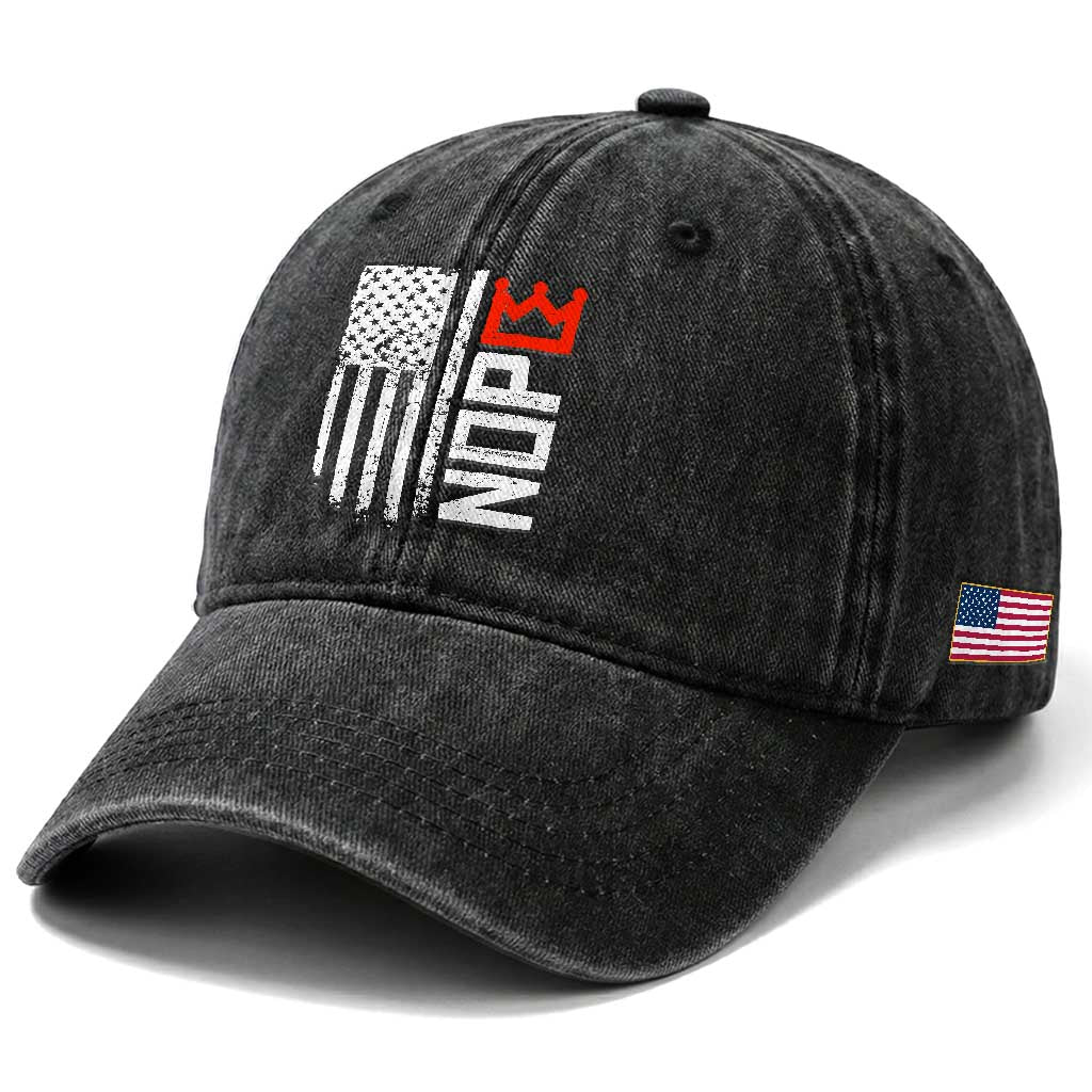 Funny Nope No Kings Vintage American Flag Washed Cotton Baseball Cap TS11 Print Your Wear
