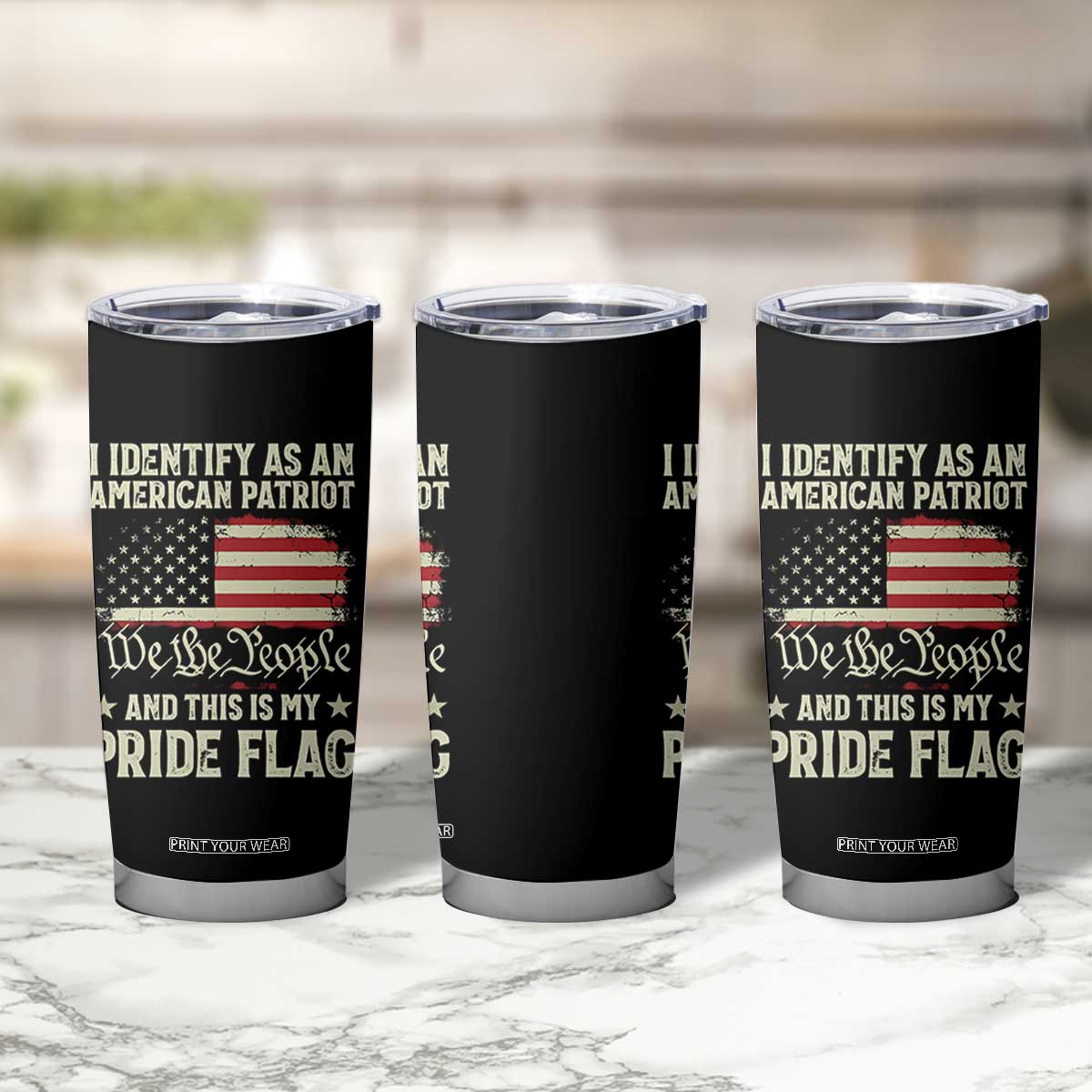 Funny I Identify As An American Patriot And This Is My Pride Flag Tumbler Cup TS11 Print Your Wear