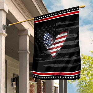 4th of July American Flag Heart USA Patriotic Garden Flag TS11 Distressed Black Red Print Your Wear