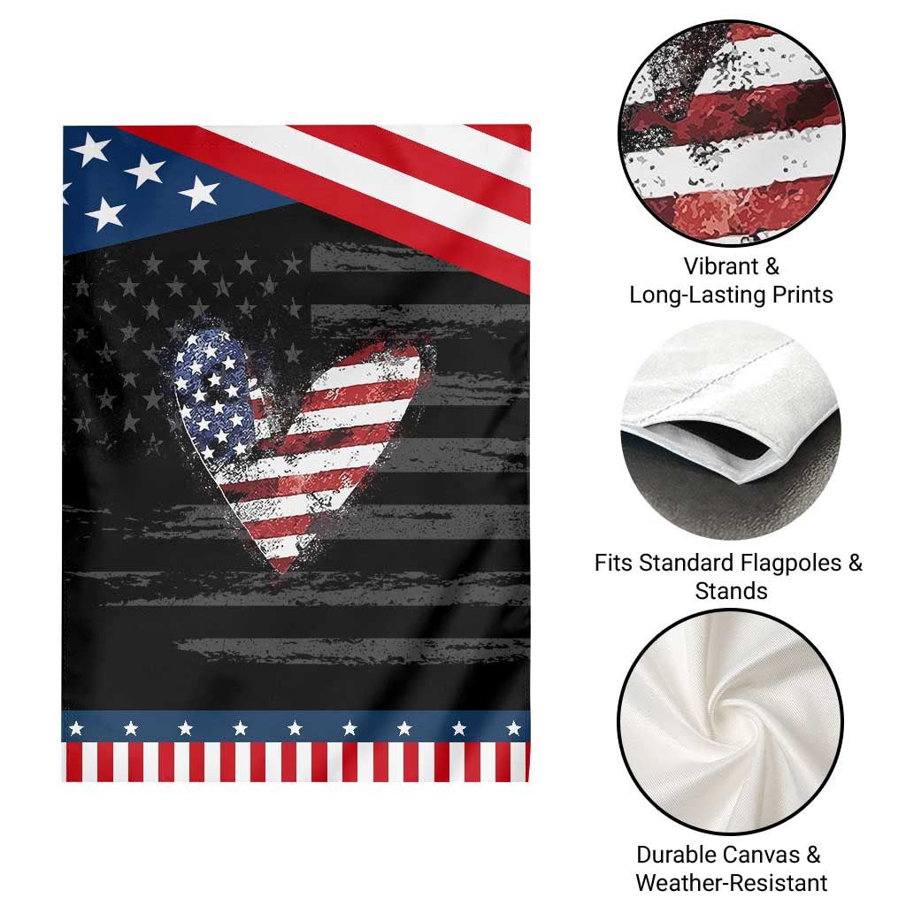 4th of July American Flag Heart USA Patriotic Garden Flag TS11 Print Your Wear