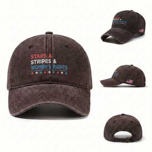 Stars Stripes And Women's Rights Washed Cotton Baseball Cap 4th Of July Equal Rights TS11 Washed Cap Universal Fit Dark Brown Print Your Wear