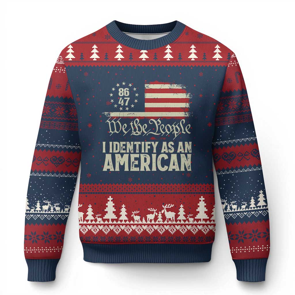 Funny 8647 I Identify As An American Ugly Christmas Sweater American Flag TS11 Navy Red Print Your Wear