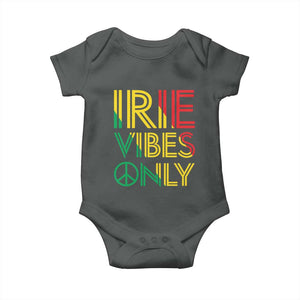 Irie Vibes Only Baby Onesie Rasta Reggae Roots Flag Music TS11 Dark Heather Print Your Wear