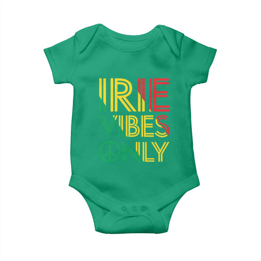 Irie Vibes Only Baby Onesie Rasta Reggae Roots Flag Music TS11 Irish Green Print Your Wear
