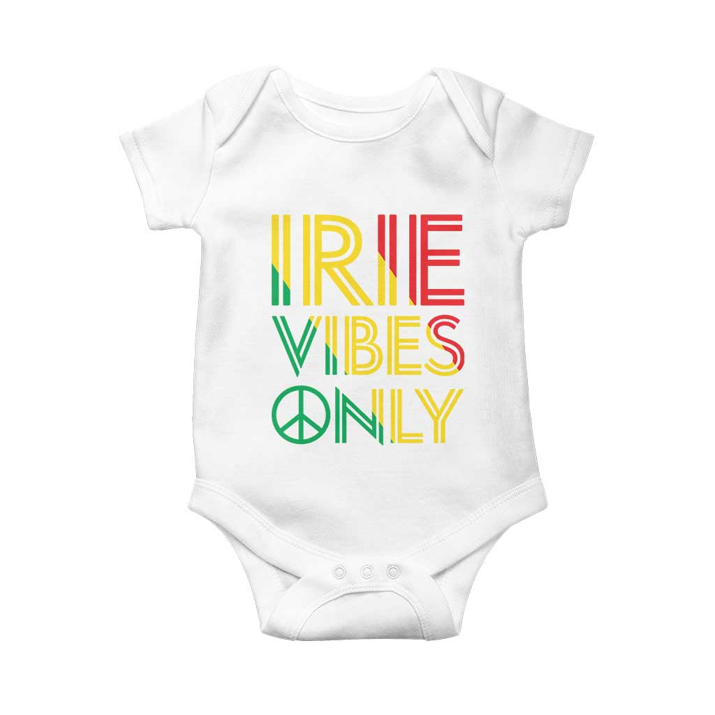 Irie Vibes Only Baby Onesie Rasta Reggae Roots Flag Music TS11 White Print Your Wear