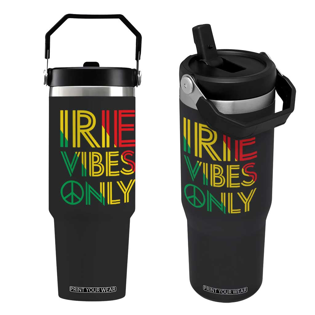 Irie Vibes Only Flip Straw Tumbler Rasta Reggae Roots Flag Music TS11 One Size: 30 oz Black Print Your Wear