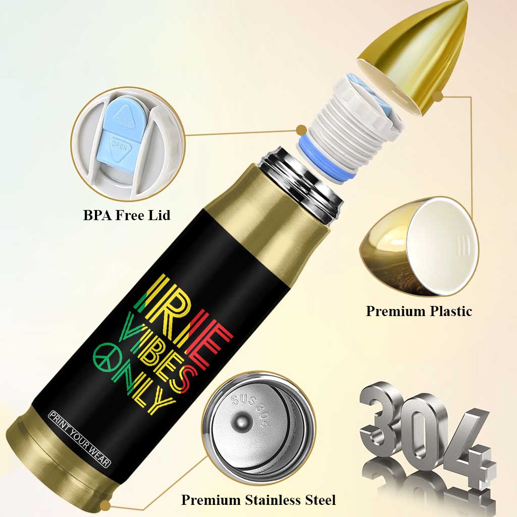 Irie Vibes Only Bullet Tumbler Rasta Reggae Roots Flag Music TS11 Print Your Wear