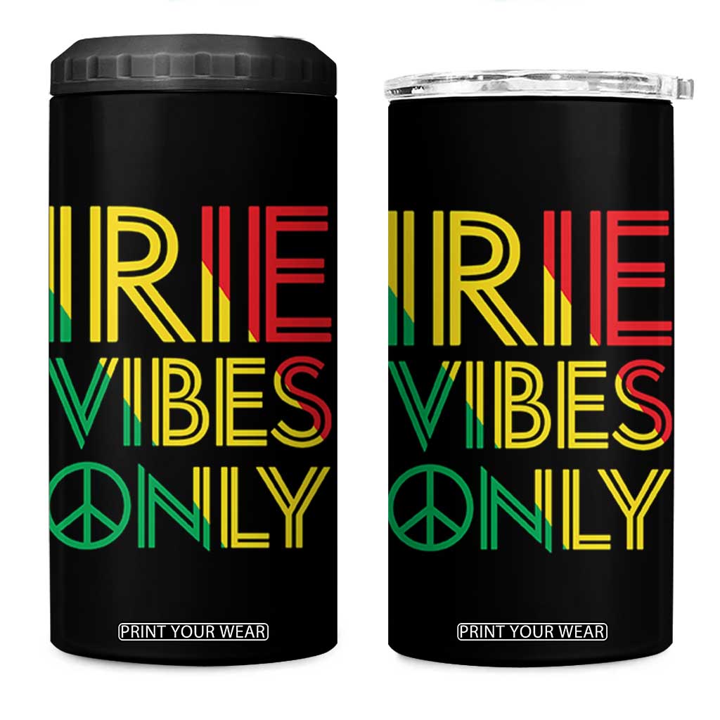 Irie Vibes Only 4 in 1 Can Cooler Tumbler Rasta Reggae Roots Flag Music TS11 One Size: 16 oz Black Print Your Wear