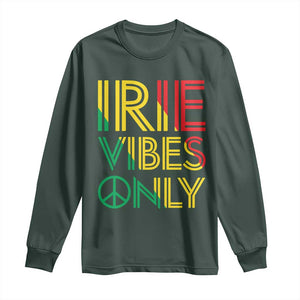 Irie Vibes Only Long Sleeve Shirt Rasta Reggae Roots Flag Music TS11 Dark Forest Green Print Your Wear