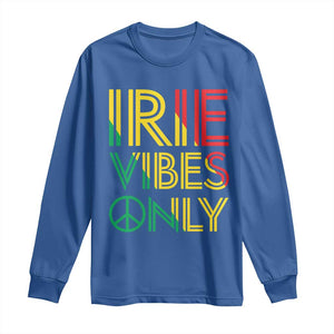 Irie Vibes Only Long Sleeve Shirt Rasta Reggae Roots Flag Music TS11 Royal Blue Print Your Wear