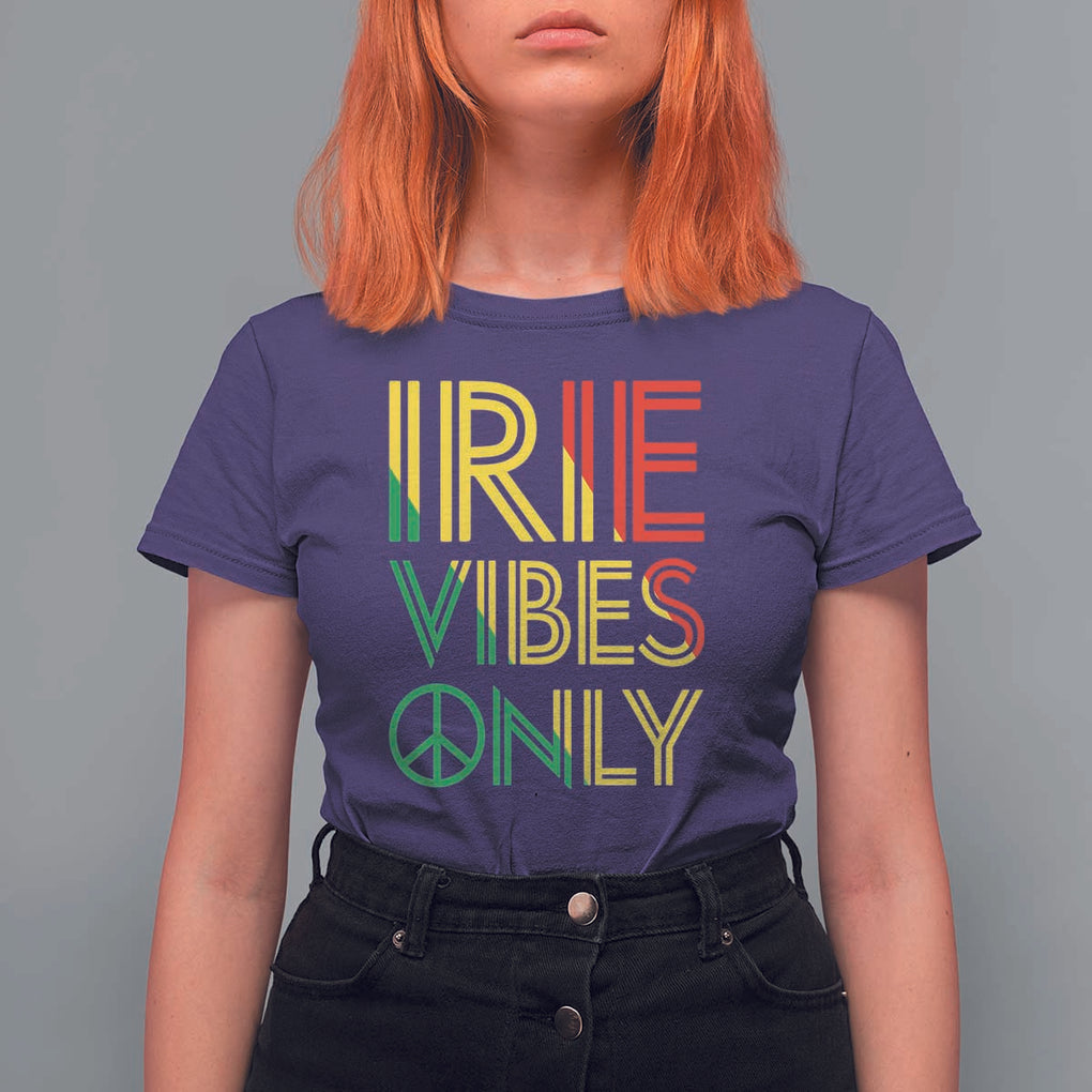 Irie Vibes Only T Shirt For Women Rasta Reggae Roots Flag Music TS11 Purple Print Your Wear