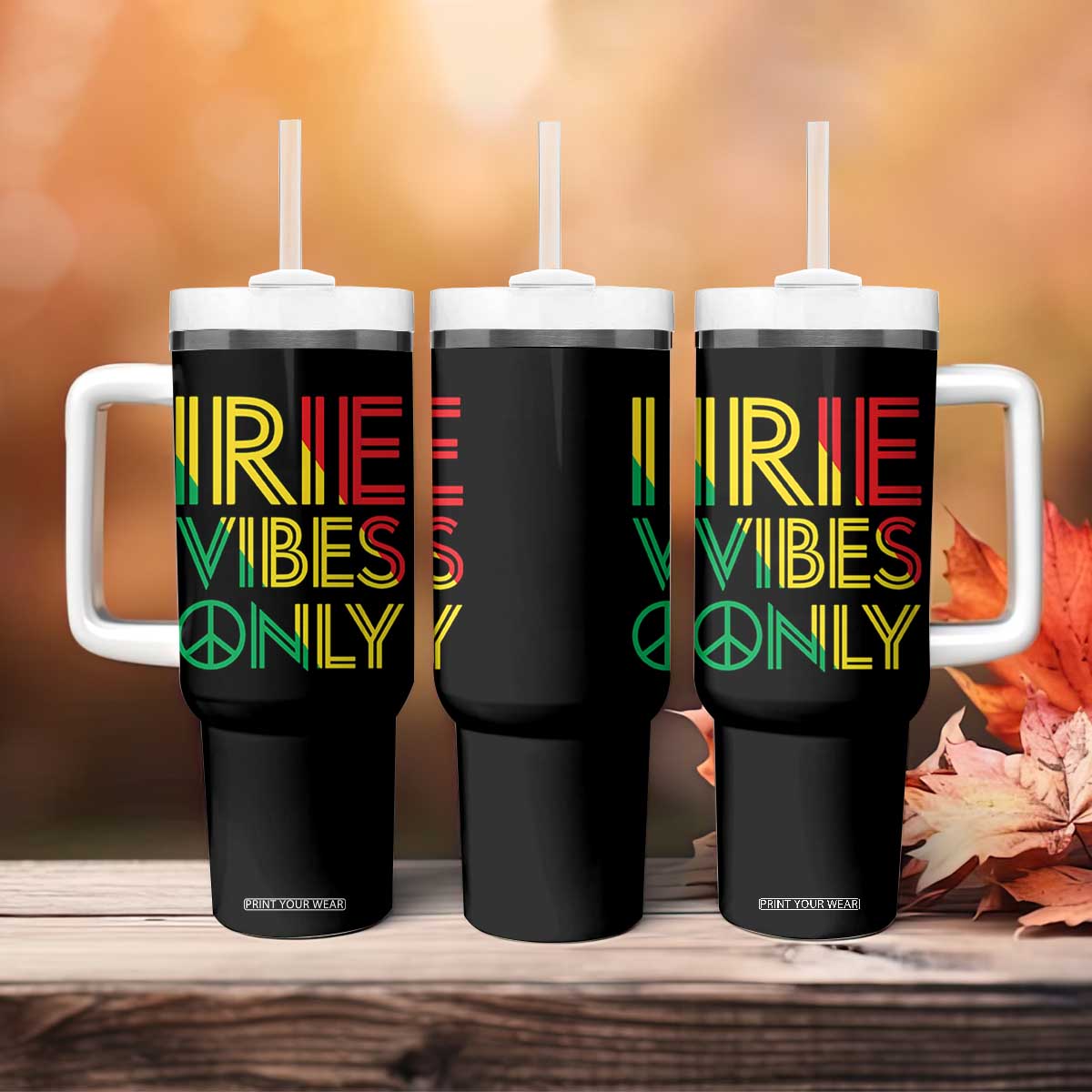 Irie Vibes Only Tumbler With Handle Rasta Reggae Roots Flag Music TS11 Print Your Wear