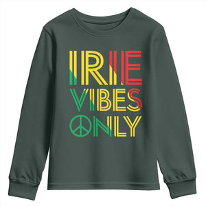 Irie Vibes Only Youth Sweatshirt Rasta Reggae Roots Flag Music TS11 Dark Forest Green Print Your Wear