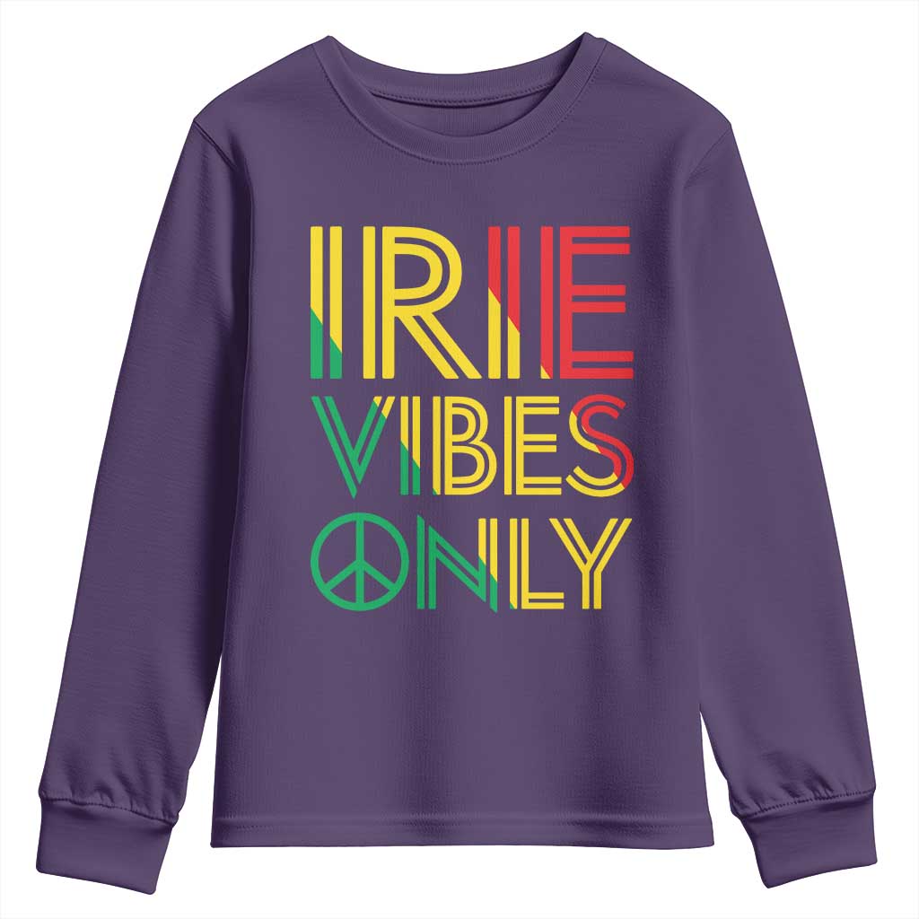 Irie Vibes Only Youth Sweatshirt Rasta Reggae Roots Flag Music TS11 Purple Print Your Wear