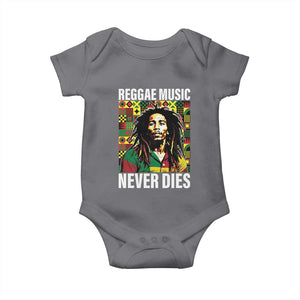 Legend Bob Baby Onesie Reggae Music Never Dies Rasta TS11 Charcoal Print Your Wear