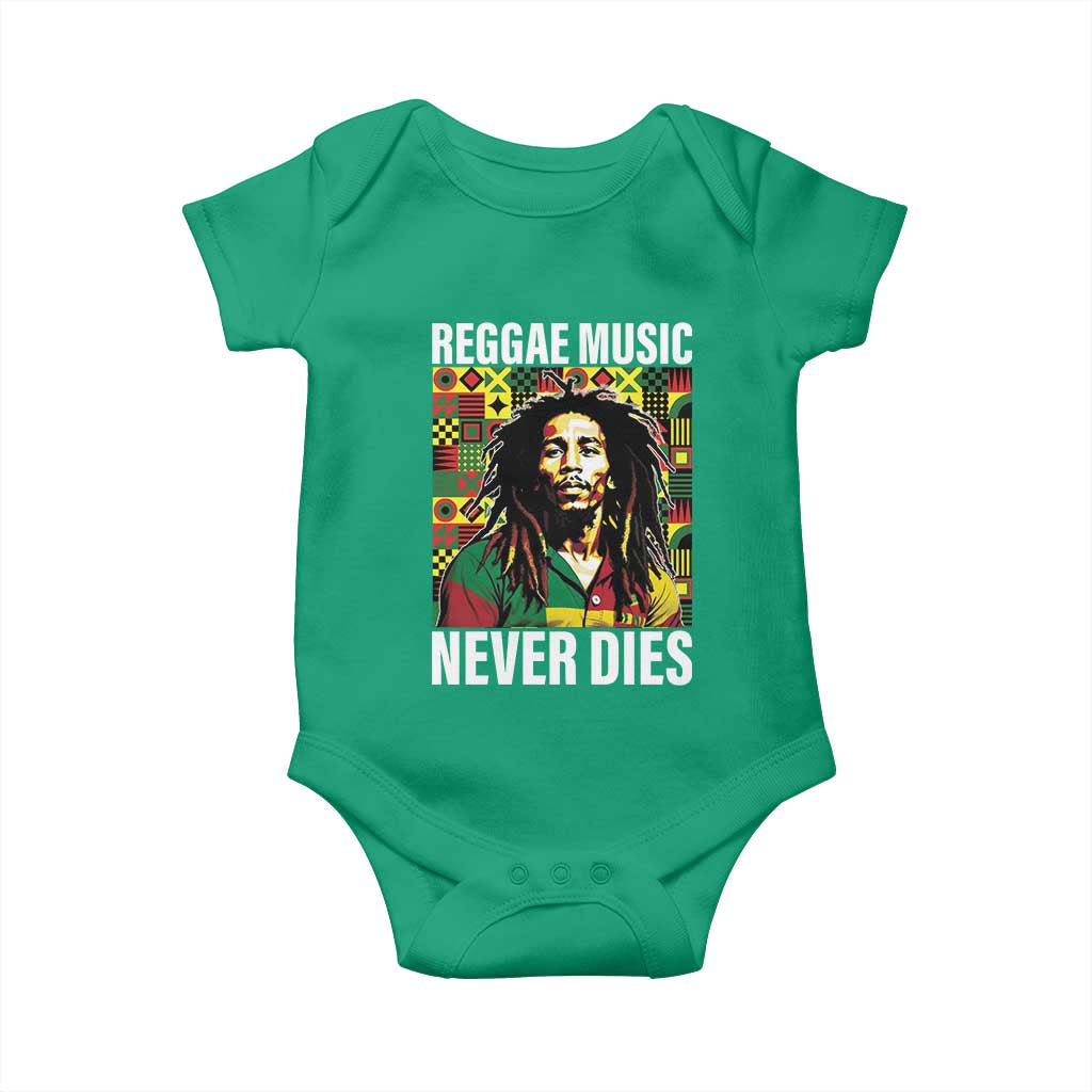 Legend Bob Baby Onesie Reggae Music Never Dies Rasta TS11 Irish Green Print Your Wear