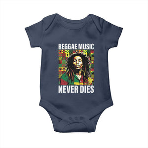 Legend Bob Baby Onesie Reggae Music Never Dies Rasta TS11 Navy Print Your Wear
