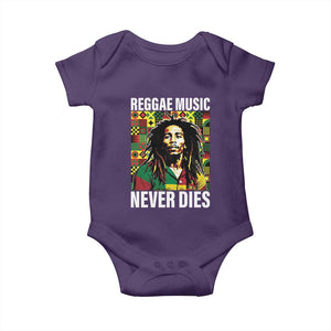 Legend Bob Baby Onesie Reggae Music Never Dies Rasta TS11 Purple Print Your Wear