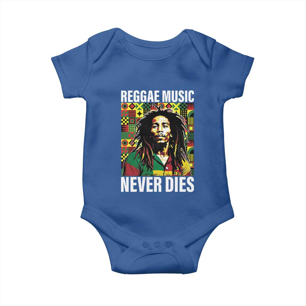 Legend Bob Baby Onesie Reggae Music Never Dies Rasta TS11 Royal Blue Print Your Wear