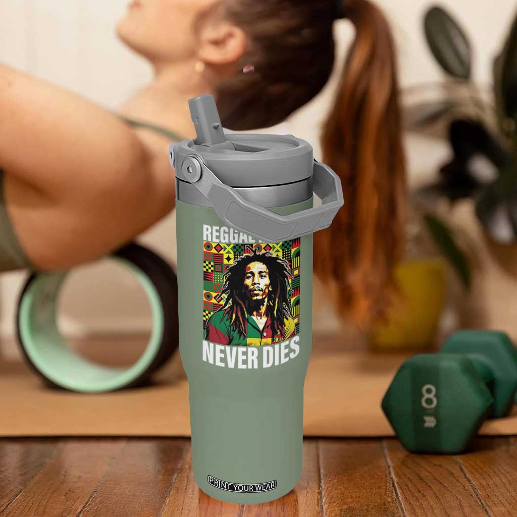 Legend Bob Flip Straw Tumbler Reggae Music Never Dies Rasta TS11 One Size: 30 oz Moss Green Print Your Wear