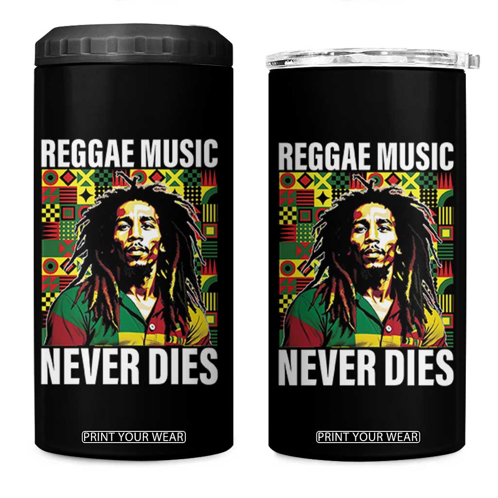 Legend Bob 4 in 1 Can Cooler Tumbler Reggae Music Never Dies Rasta TS11 One Size: 16 oz Black Print Your Wear