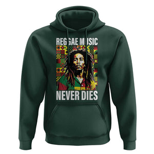 Legend Bob Hoodie Reggae Music Never Dies Rasta TS11 Dark Forest Green Print Your Wear