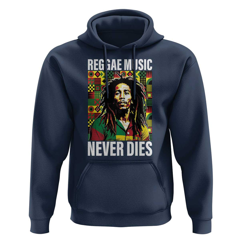 Legend Bob Hoodie Reggae Music Never Dies Rasta TS11 Navy Print Your Wear