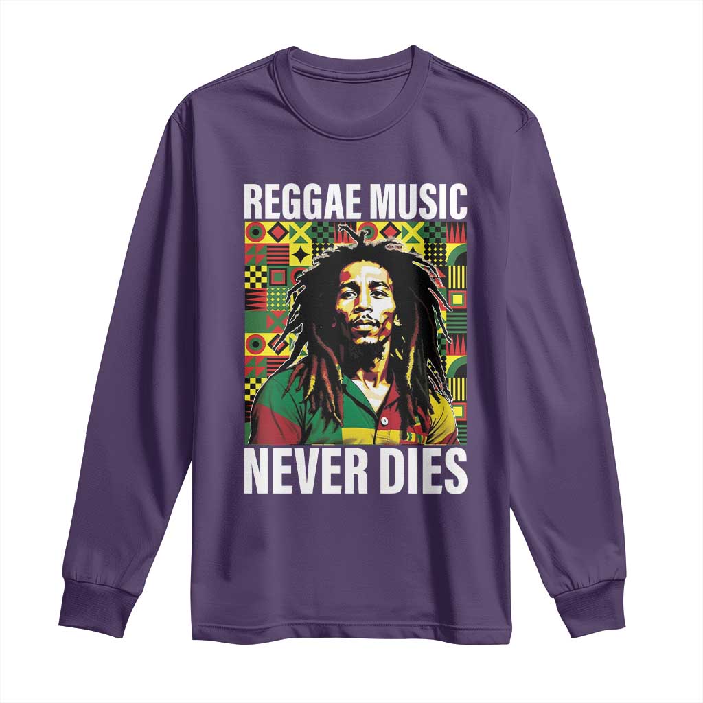 Legend Bob Long Sleeve Shirt Reggae Music Never Dies Rasta TS11 Purple Print Your Wear