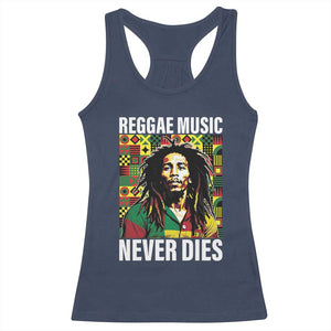 Legend Bob Racerback Tank Top Reggae Music Never Dies Rasta TS11 Navy Print Your Wear