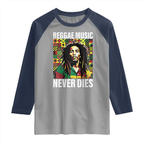 Legend Bob Raglan Shirt Reggae Music Never Dies Rasta TS11 Sport Gray Navy Print Your Wear