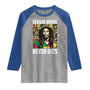 Legend Bob Raglan Shirt Reggae Music Never Dies Rasta TS11 Sport Gray Royal Print Your Wear
