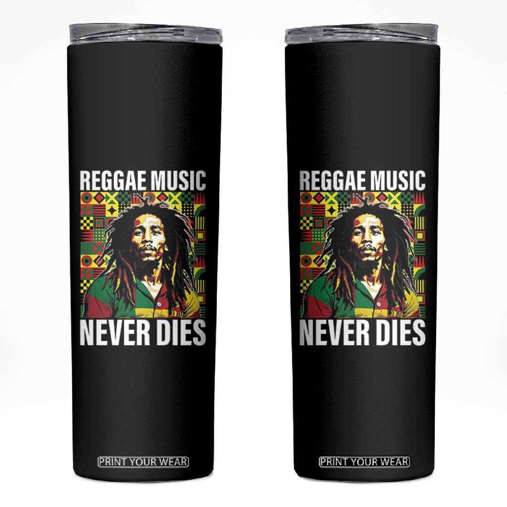 Legend Bob Skinny Tumbler Reggae Music Never Dies Rasta TS11 Black Print Your Wear