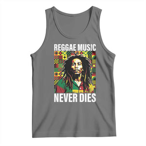 Legend Bob Tank Top Reggae Music Never Dies Rasta TS11 Black Heather Print Your Wear