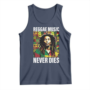 Legend Bob Tank Top Reggae Music Never Dies Rasta TS11 Navy Print Your Wear