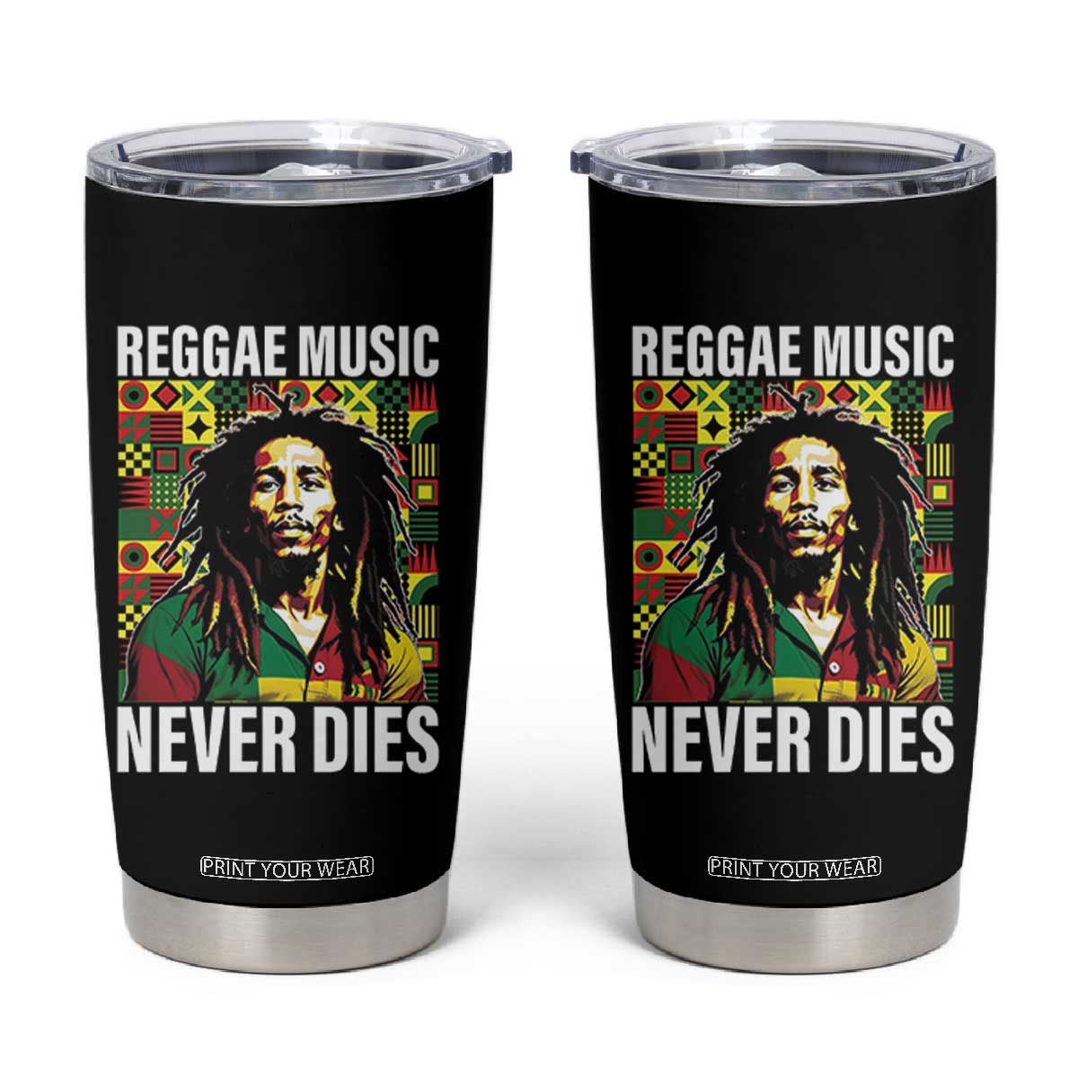 Legend Bob Tumbler Cup Reggae Music Never Dies Rasta TS11 Black Print Your Wear