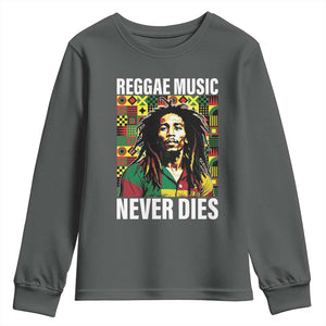Legend Bob Youth Sweatshirt Reggae Music Never Dies Rasta TS11 Dark Heather Print Your Wear