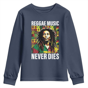 Legend Bob Youth Sweatshirt Reggae Music Never Dies Rasta TS11 Navy Print Your Wear