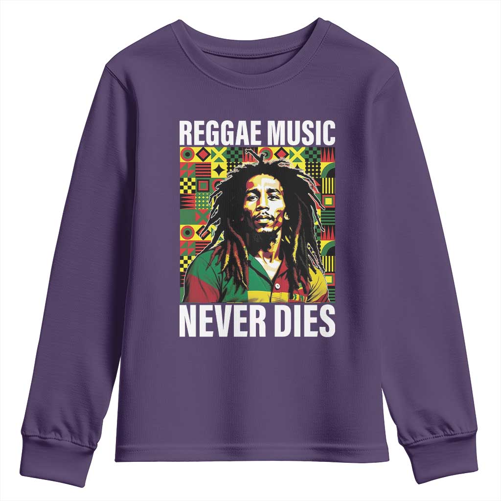 Legend Bob Youth Sweatshirt Reggae Music Never Dies Rasta TS11 Purple Print Your Wear