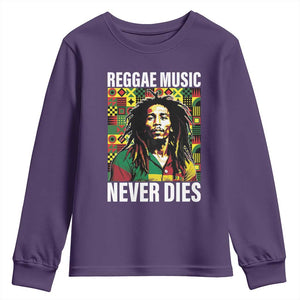 Legend Bob Youth Sweatshirt Reggae Music Never Dies Rasta TS11 Purple Print Your Wear