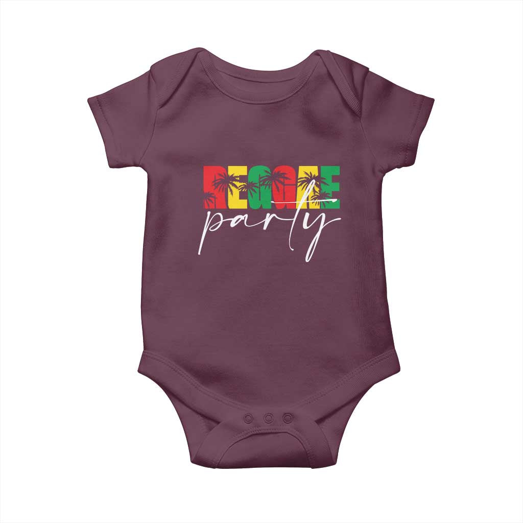 Reggae Party Baby Onesie Rastafari Jamaican Palm Tree Music TS11 Maroon Print Your Wear