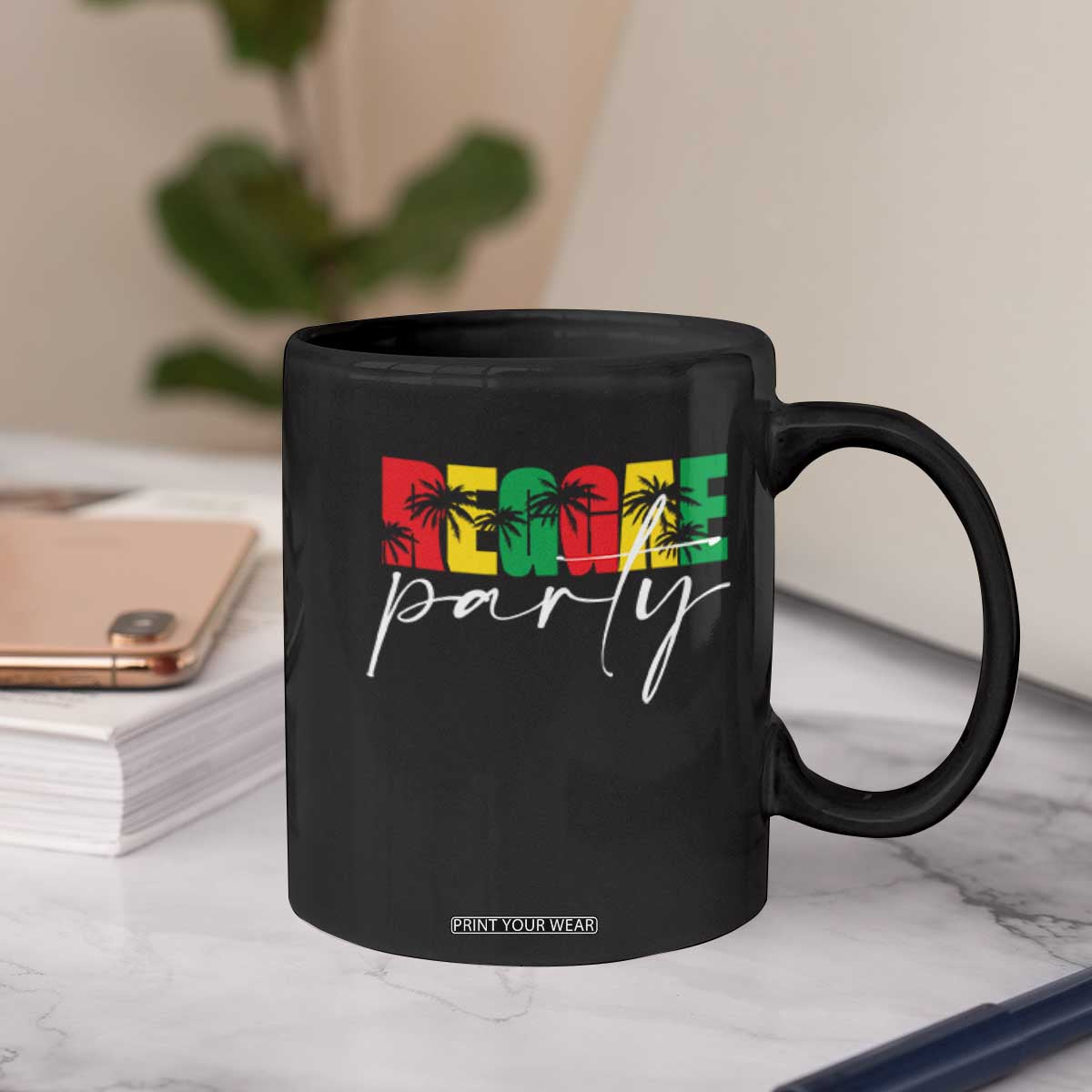 Reggae Party Coffee Mug Rastafari Jamaican Palm Tree Music TS11 Print Your Wear