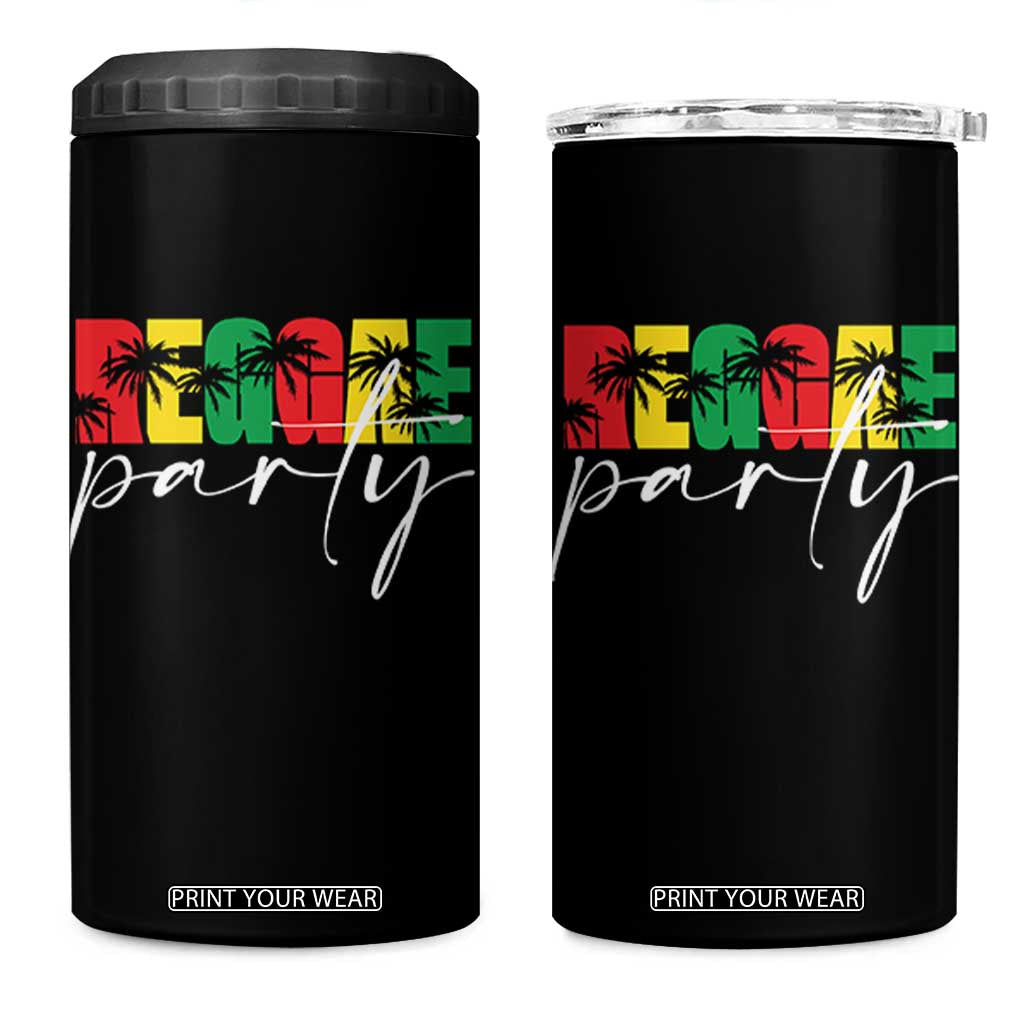 Reggae Party 4 in 1 Can Cooler Tumbler Rastafari Jamaican Palm Tree Music TS11 One Size: 16 oz Black Print Your Wear