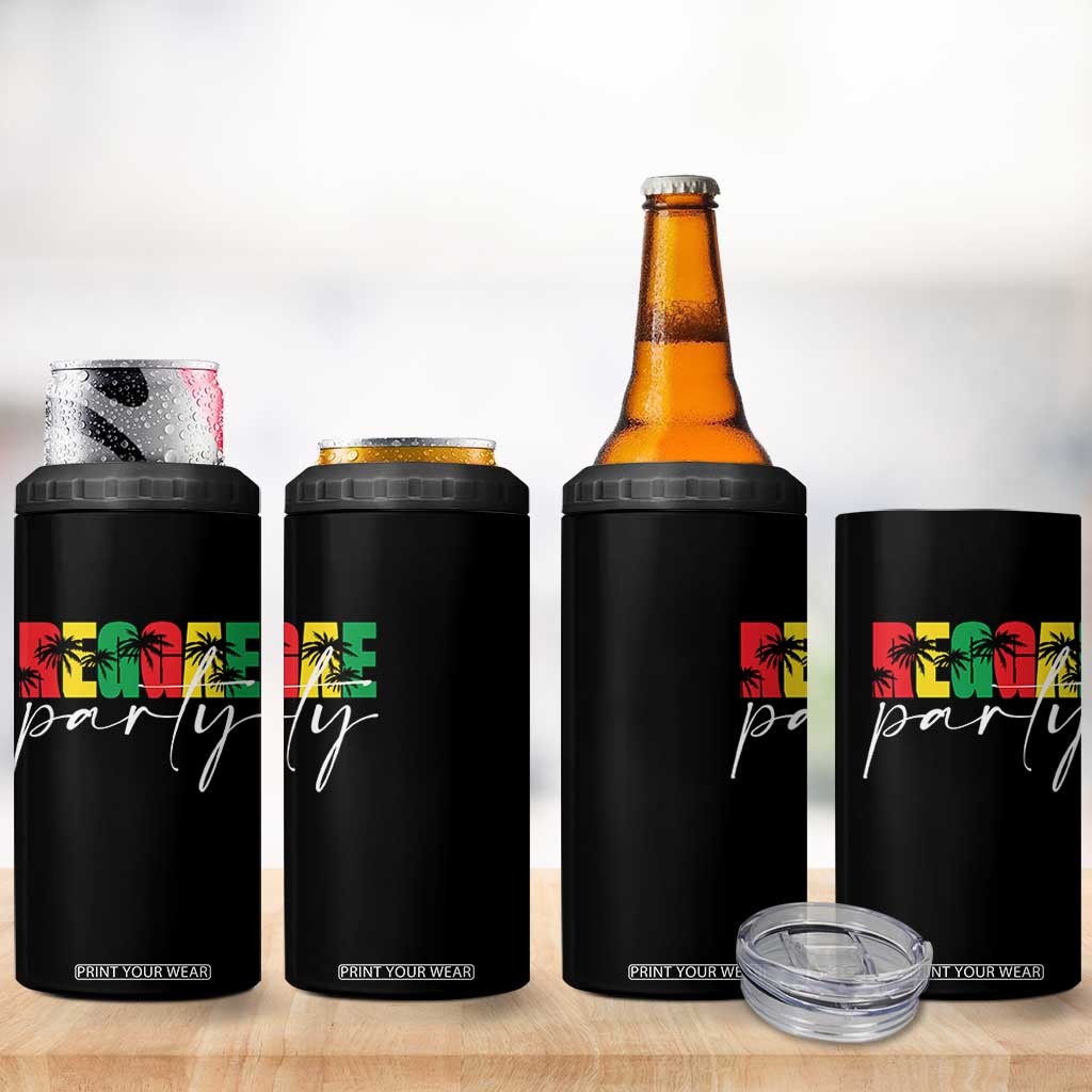 Reggae Party 4 in 1 Can Cooler Tumbler Rastafari Jamaican Palm Tree Music TS11 Print Your Wear