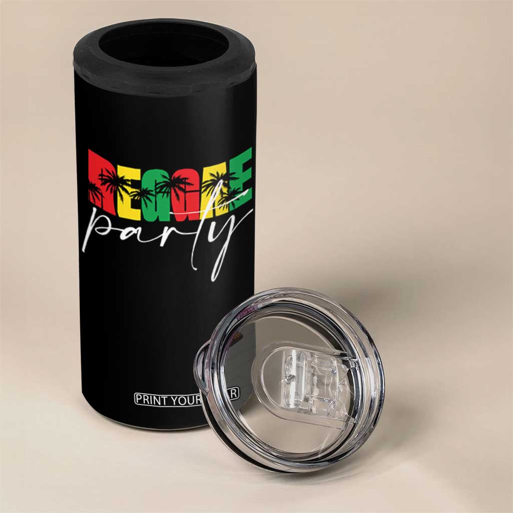 Reggae Party 4 in 1 Can Cooler Tumbler Rastafari Jamaican Palm Tree Music TS11 Print Your Wear